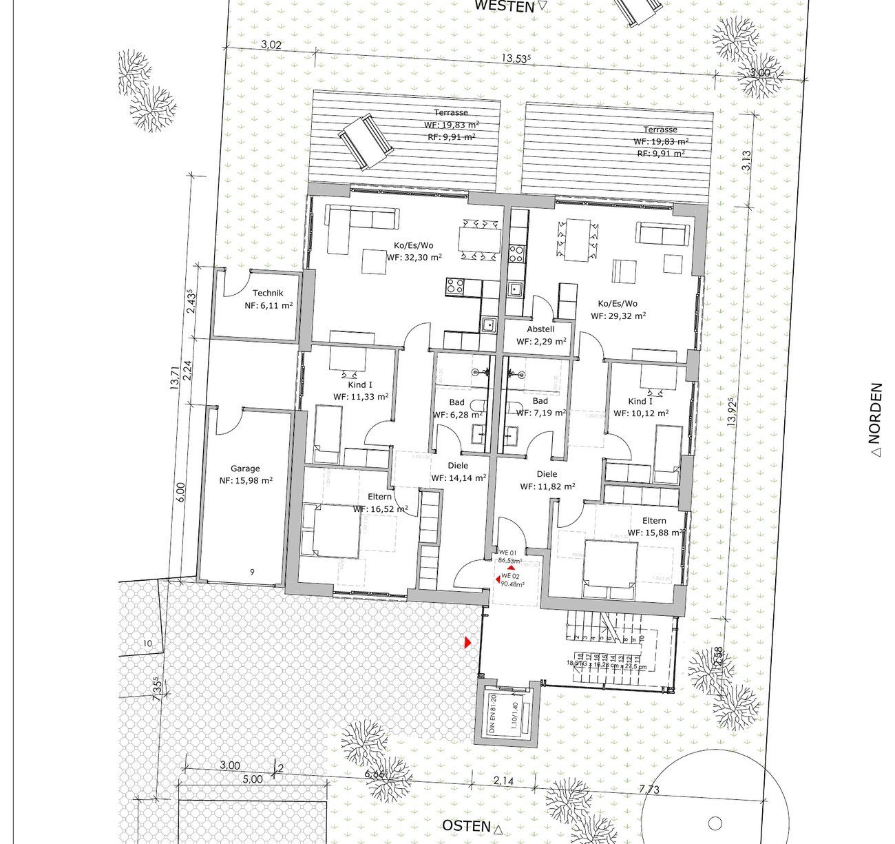 Dimbacher Straße, Flachdach, Grundriss Erdgeschoss