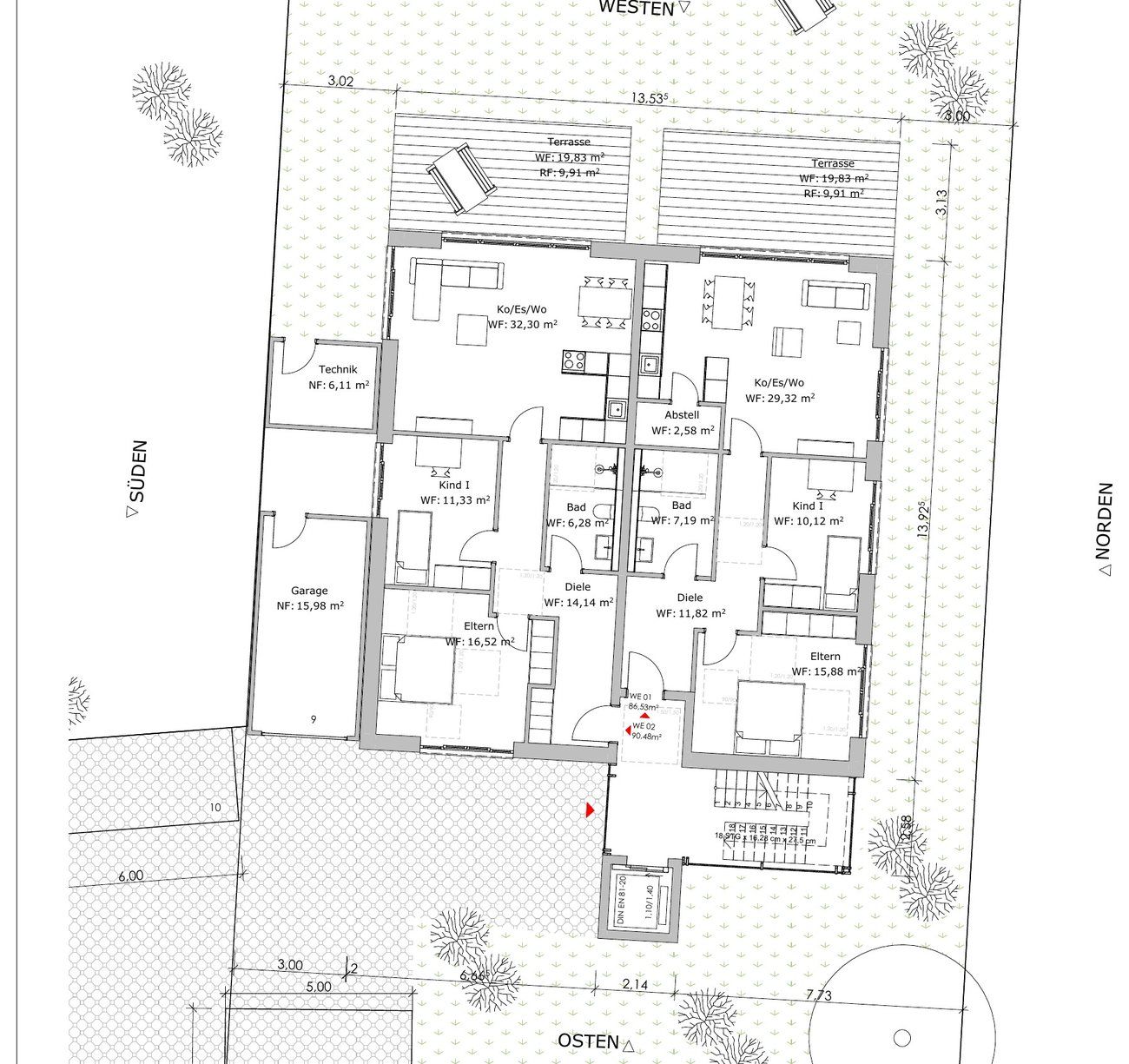 Dimbacher Straße, Satteldach, Grundriss Erdgeschoss